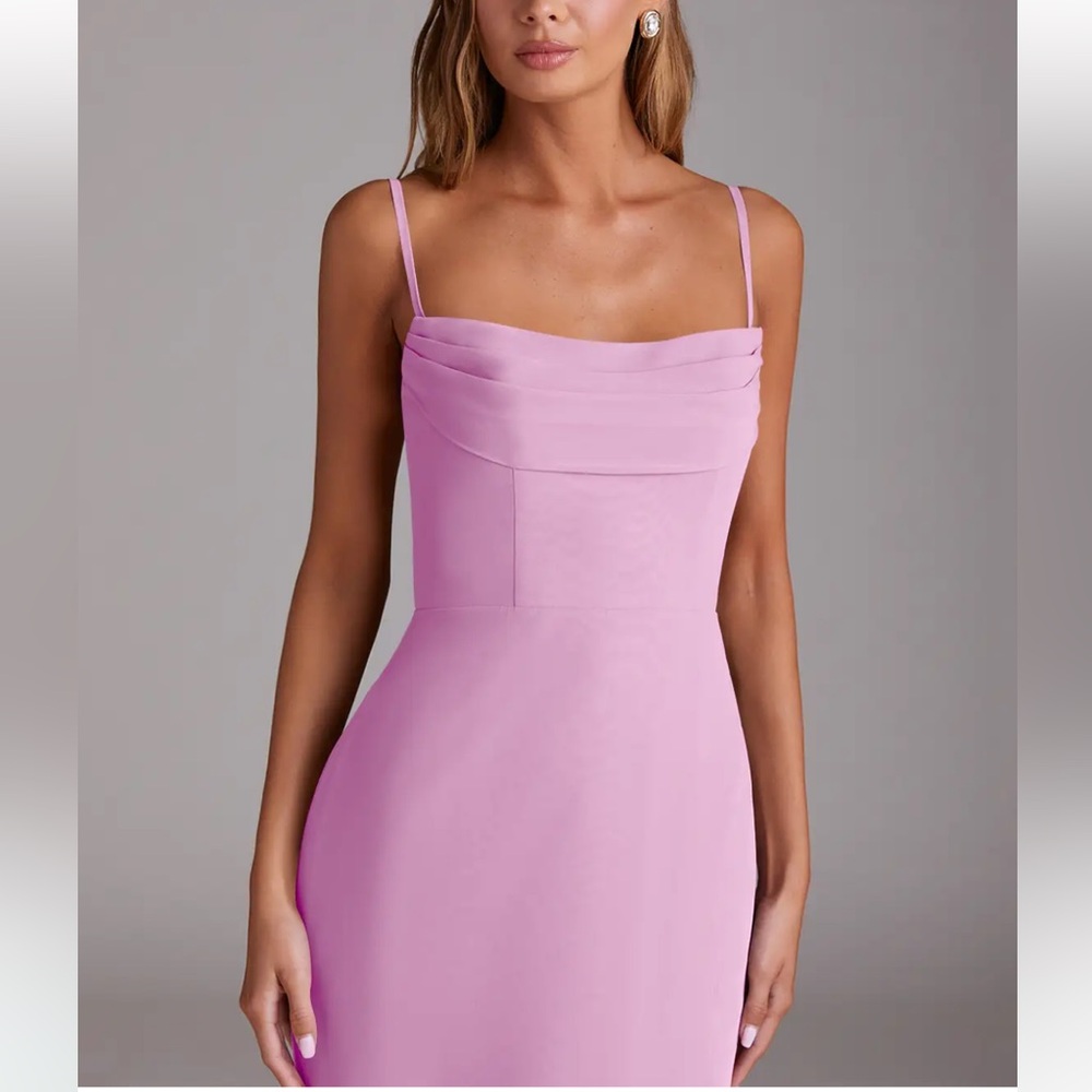 Azazie bridesmaid dress- chiffon candy pink a line off the shoulder convertible